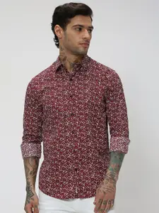 Mufti Men Trim Slim Fit Floral Printed Cotton Casual Shirt