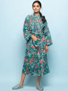 Sanskrutihomes Women Floral Printed Cotton Cover-Up Robe
