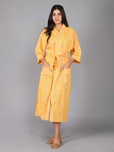 SHOOLIN Striped Pure Cotton Midi Nightdress