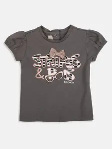 Chicco Infant Girls Typography Printed Cap Sleeves T-shirt