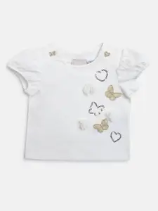 Chicco Infant Girls Embellished Puff Sleeve T-shirt