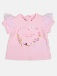 Chicco Infant Girls Floral Printed Ruffles T-shirt