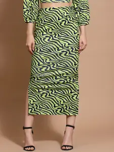 KASSUALLY Abstract Printed Midi Pencil Skirt