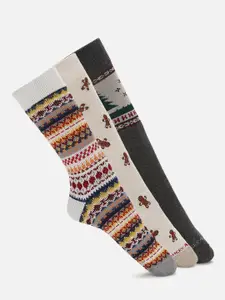 AMERICAN EAGLE OUTFITTERS Men Pack Of 3 Patterned Cotton Calf-Length Socks