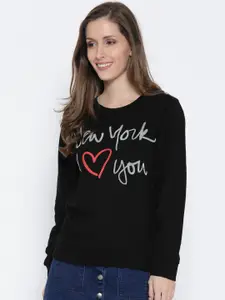 Sera Women Black Printed Sweatshirt