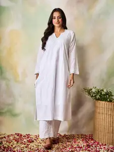 HOUSE OF KARI Floral Embroidered Chikankari Kurta
