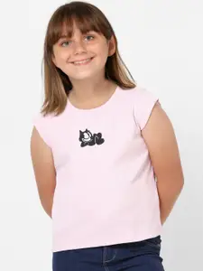 KIDS ONLY Girls Round Neck Cap Sleeves T-shirt