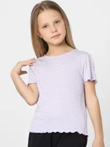 KIDS ONLY Girls Striped Round Neck T-shirt
