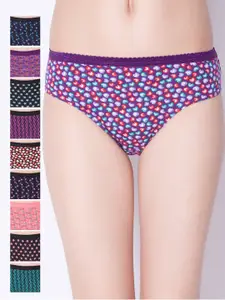 Dollar Missy Pack of 10 Deep Printed Outer Elasticated Hipster Panty 101P-MULTI-PO10