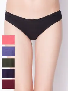 Dollar Missy Pack of 6  Combed Cotton Solid Outer Elasticated Bikini Panty