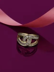 Carlton London Premium Gold-Plated CZ Studded Finger Ring