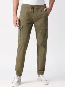 Pepe Jeans Men Mid-Rise Slim-Fit Cotton Cargo Joggers