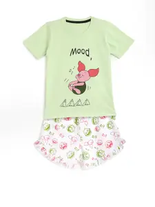 HERE&NOW Girls Piglet Printed Night Suit