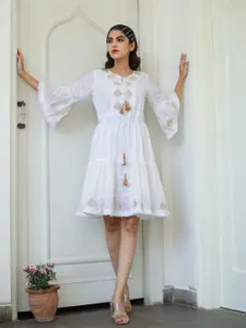 FASHION DWAR White A-Line Dress