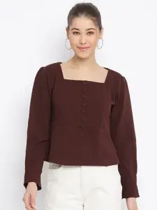 Mayra Square Neck Cuffed Sleeves Top