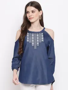 Mayra Embroidered Cold-Shoulder Top