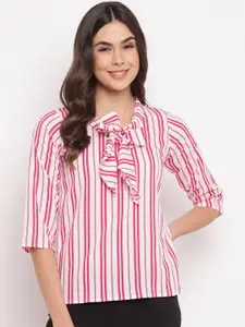 Mayra Vertical Striped Tie-Up Neck Top