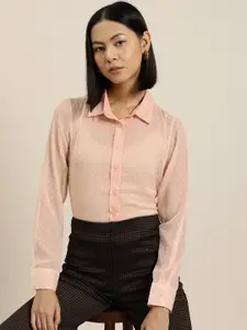 her by invictus Dobby Weave Sheer Casual Shirt