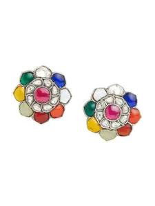 ahilya 92.5 Sterling Silver Gold-Plated Floral Studs Earrings