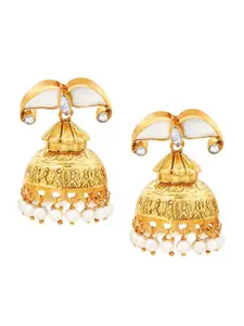 ahilya Gold-Plated Contemporary Jhumkas Earrings
