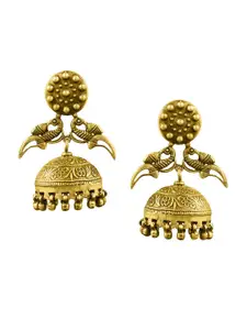 ahilya Gold-Plated Contemporary Jhumkas Earrings