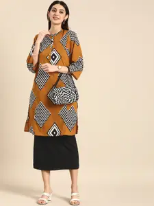 Anouk Women Geometric Print Pure Cotton Straight Kurta with Skirt