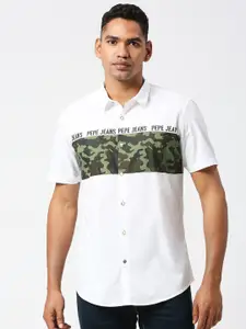 Pepe Jeans Men White Relaxed Printed Casual Shirt