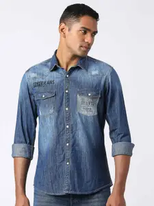 Pepe Jeans Spread Collar Relaxed Faded Cotton Casual Shirt