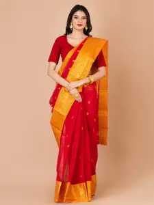 Laa Calcutta Ethnic Woven Design Zari Pure Cotton Taant Saree