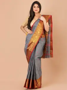 Laa Calcutta Ethnic Woven Design Zari Pure Cotton Taant Saree