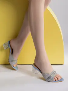 Shezone Embellished Open Toe Block Heels