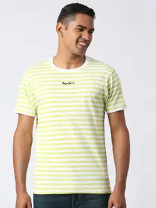 Pepe Jeans Men Striped Pure Cotton Slim Fit T-shirt