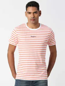 Pepe Jeans Men Striped Pure Cotton Slim Fit T-shirt