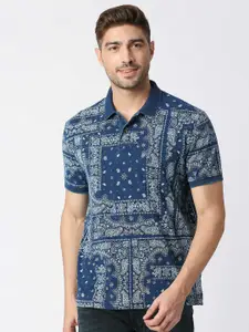 Pepe Jeans Men Printed Pure Cotton Polo Collar T-shirt