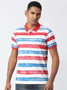 Pepe Jeans Men Striped Pure Cotton Polo Collar T-shirt