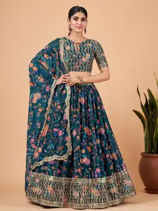 ODETTE Embroidered Semi-Stitched Lehenga & Unstitched Blouse With Dupatta