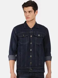 VOXATI Men Cotton Spread Collar Denim Jacket