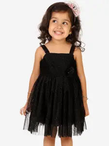 KidsDew Girls Shoulder Straps Embellished Net Dress