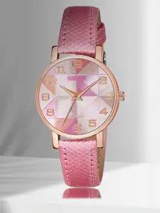Shocknshop Women Leather Straps Analogue Multi Function Watch WCH77Pink