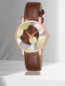 Shocknshop Women Printed Dial & Leather Straps Analogue Multi Function Watch WCH76Brown