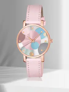 Shocknshop Women Leather Straps Analogue Multi Function Watch WCH76Pink