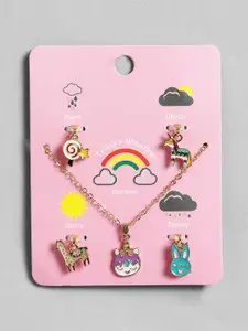 EL REGALO Girls Gold-Plated Necklace With 4 Pendants