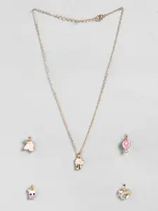EL REGALO Girls Gold-Plated Necklace With 4 Pendants