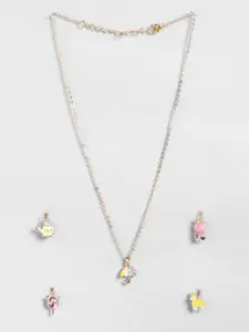 EL REGALO Girls Gold-Plated Necklace With 4 Pendants