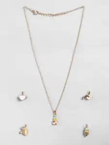 EL REGALO Girls Gold-Plated Necklace With 4 Pendants