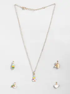 EL REGALO Girls Gold-Plated Necklace With 4 Pendants