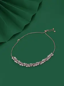 Carlton London Premium Rose Gold-Plated Cubic Zirconia Studded Choker Necklace