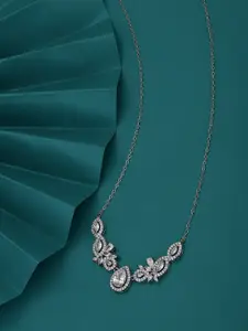 Carlton London Premium Rhodium-Plated CZ Studded Necklace