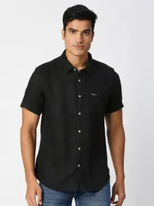 Pepe Jeans Spread Collar Linen Casual Shirt