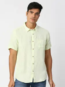 Pepe Jeans Spread Collar Relaxed Linen Casual Shirt
